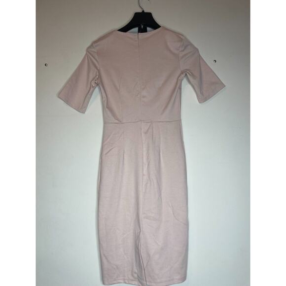 Oxiuly Fashion Womens Ruffle Crew Neck A-Line Dress Short Sleeve Size S Pink NWT - Picture 3 of 8